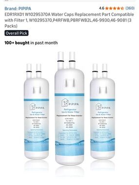 Refrigerator Ice & Water Filter Replacement - White (3 Pack)